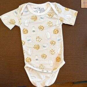 Copper Pearl Cookies and Milk Print Baby Onesie